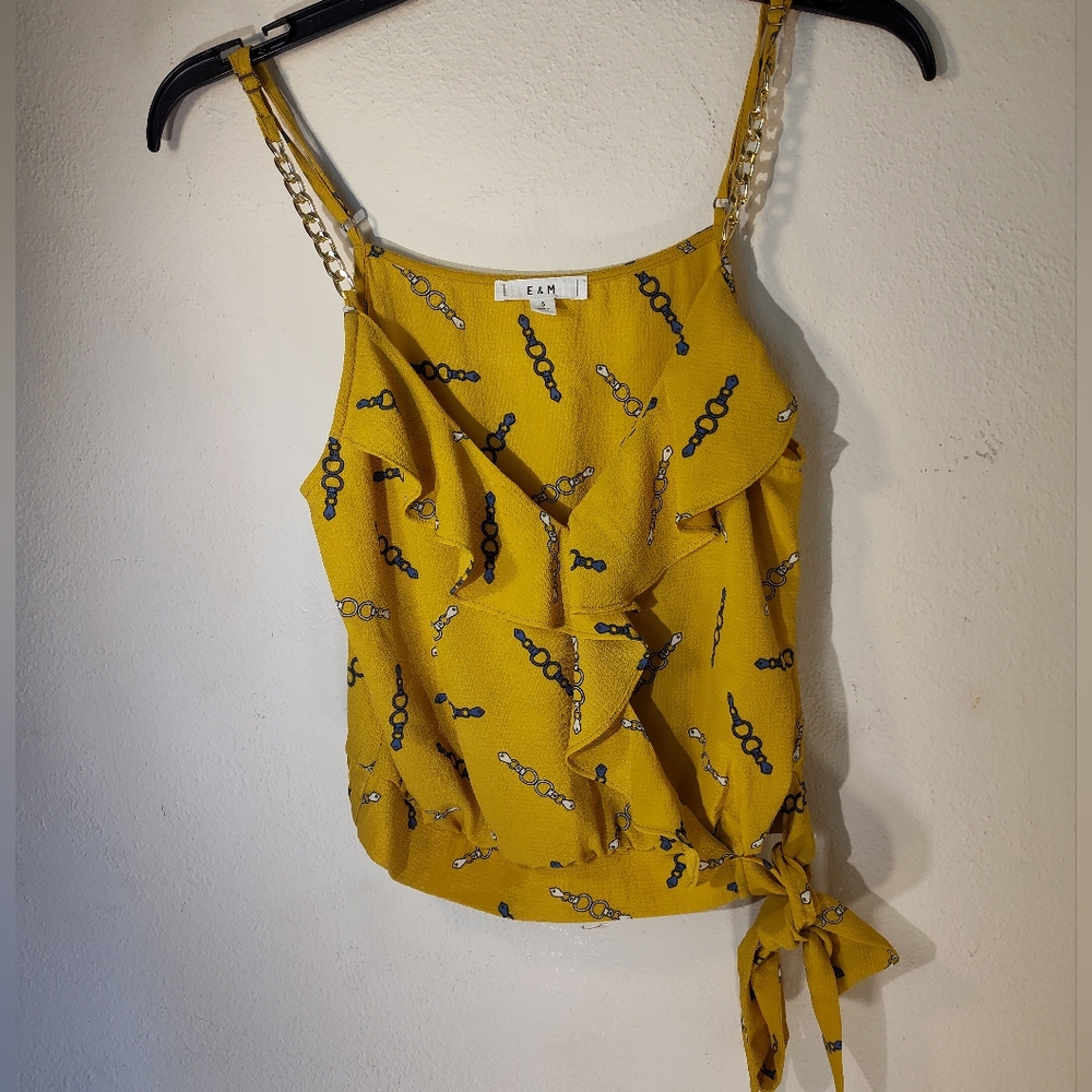 NWOT E & M crop top adjustable straps blouse Size Small